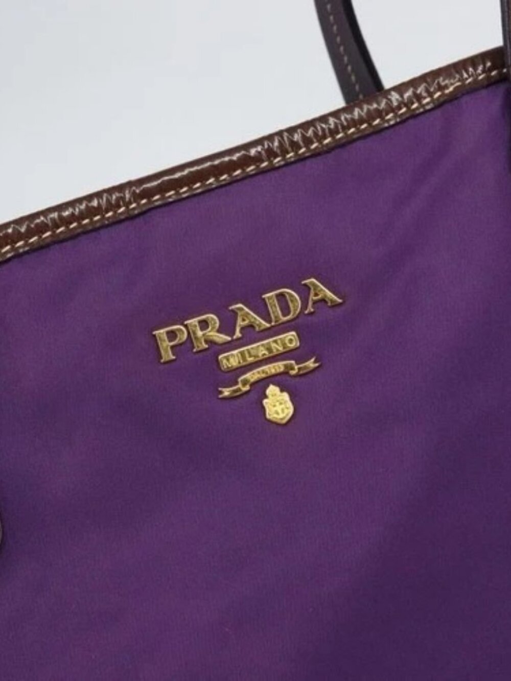 PRADA Tote Bag Nylon Purple Gold Auth 169896 - Picture 11 of 16